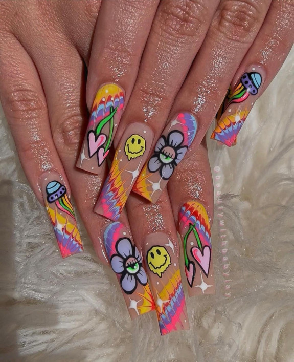 30 Mushroom Nail Designs —Hippie Trippy Acrylic Nails