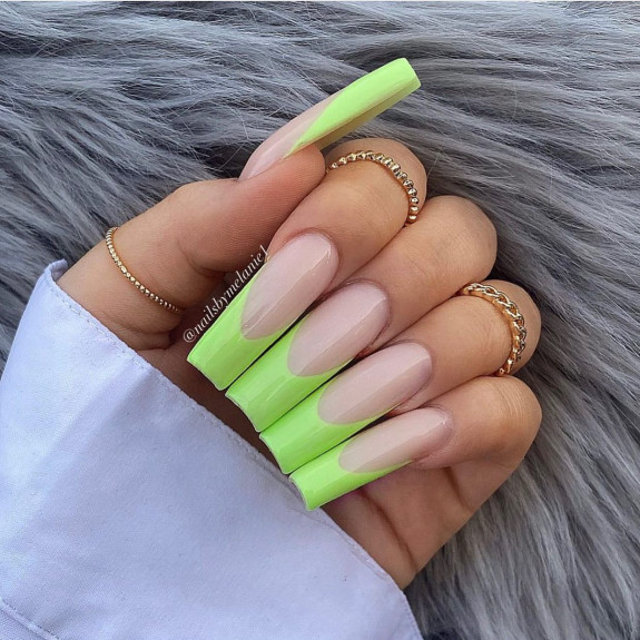 30 Lime Green Nail Ideas — Acrylic French Tip Nails