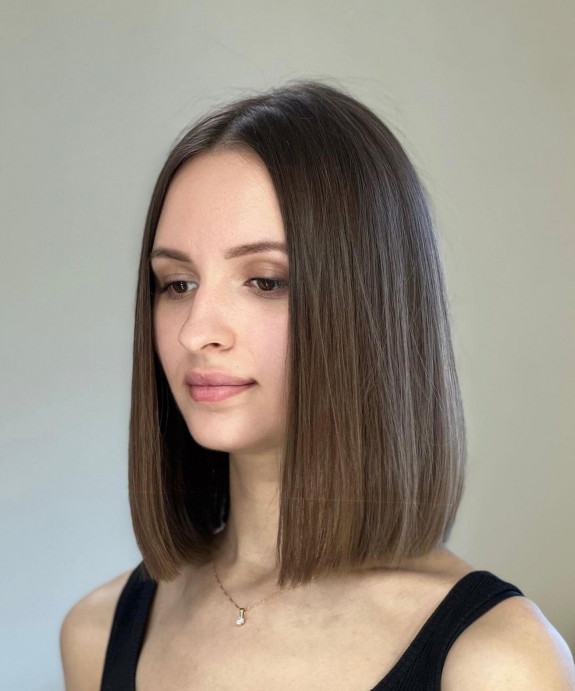 30 Brown Hair Color Ideas — Brown Lob Haircut