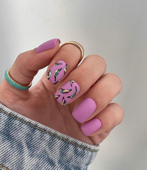 34 Cute Summer Nail Ideas — Banana Pink Purple Nails