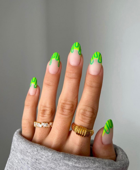 30 Lime Green Nail Ideas — Swirl Green Tip Nails