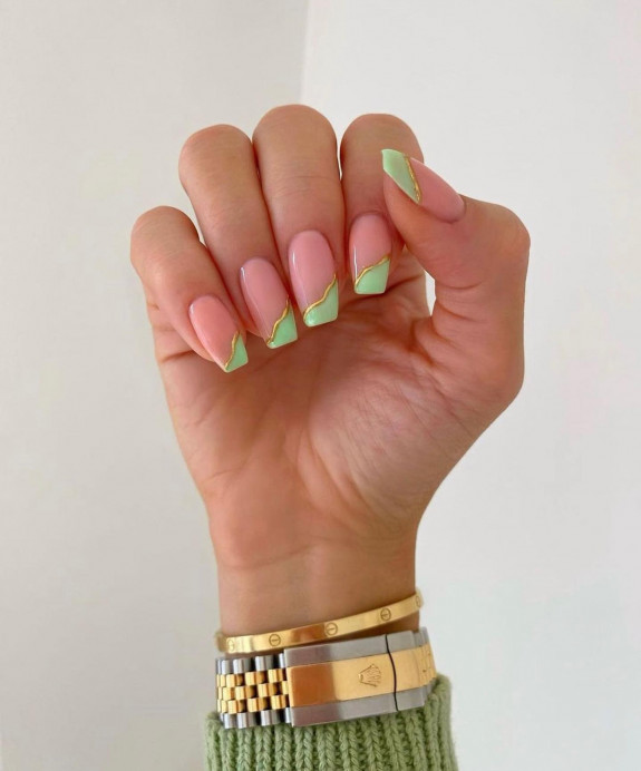 30 Lime Green Nail Ideas — Abstract Green Tip Nails