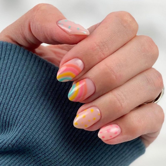 34 Cute Summer Nail Ideas — Rainbow and Dot Nails