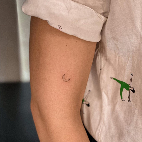 30 Small Tattoos Ideas — Crescent Moon Upper Arm Tattoo