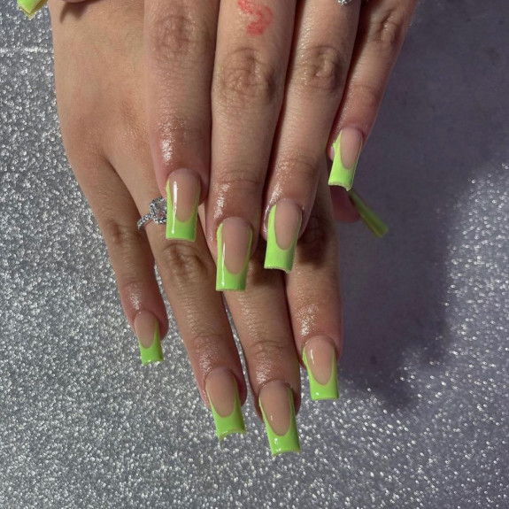 30 Lime Green Nail Ideas — Acrylic Lime Green French Tip Nails