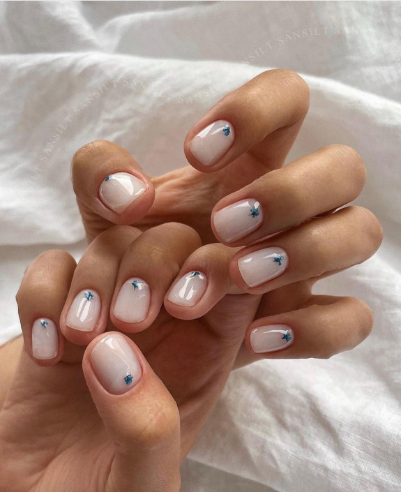 25 August Nail Ideas in 2022 — Tiny Blue Flower Nails