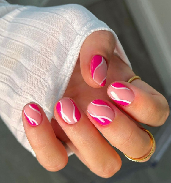 25 August Nail Ideas in 2022 — Pink Abstract Nails