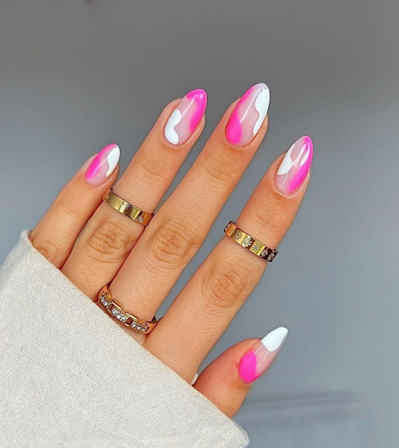 25 August Nail Ideas in 2022 — Pink and White Negative Space Nails