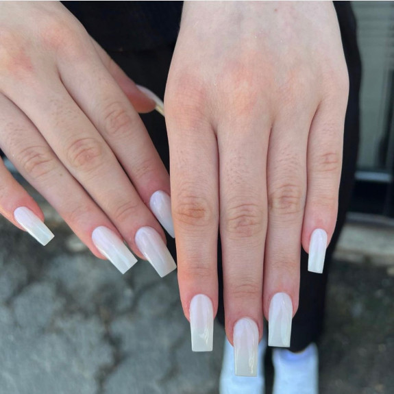 26 Plain Acrylic Nails in 2022 — Milky White Tapered Square Nails