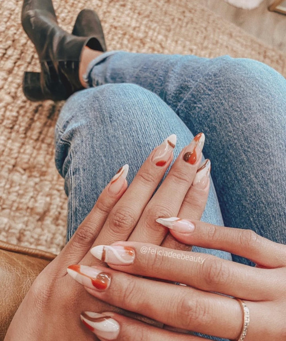 40 Trendy Fall Nails In 2022 — Orange And Tortoiseshell Nails