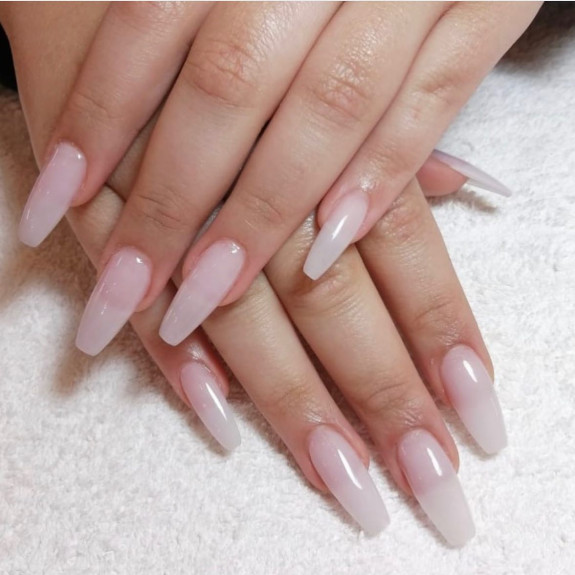 26 Plain Acrylic Nails in 2022 — Nude Sheer Ballerina Nails