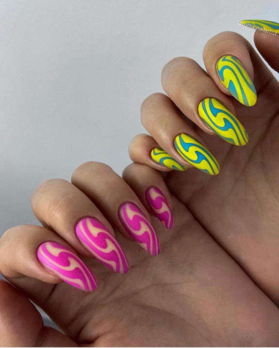 25 August Nail Ideas in 2022 — Pink and Neon Green Nails