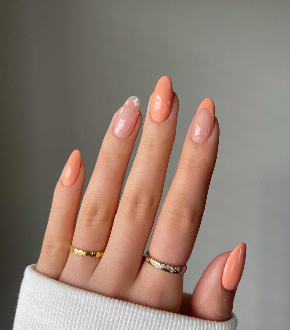 30 Cute Peach Nail Ideas — Flower and Peach Tip Nails