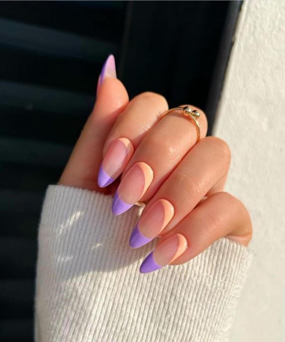 30 Cute Peach Nail Ideas — Peach and Soft Purple Nail Art