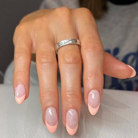 30 Cute Peach Nail Ideas — Creamy Peach French Tip Nails