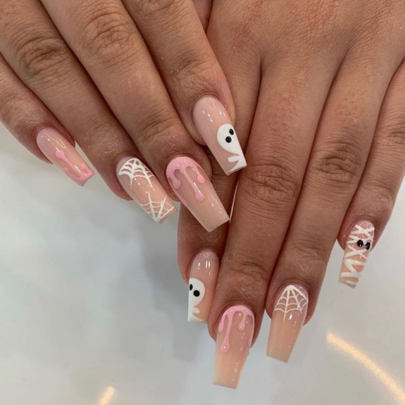 37 Cute Halloween Nails Ideas in 2022 — Mix and Match Nude Acrylic Nails