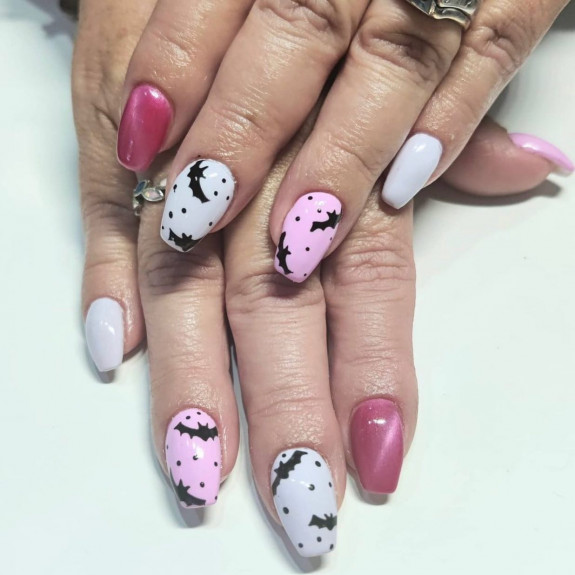 37 Cute Halloween Nails Ideas in 2022 — Pink and White Halloween Nails