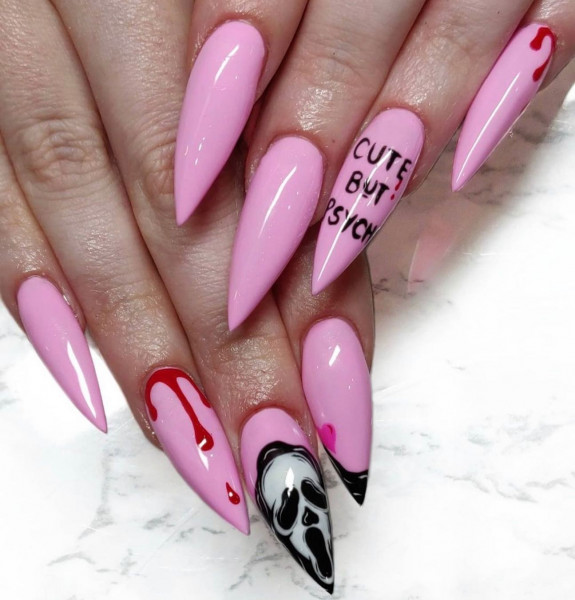 37 Cute Halloween Nails Ideas in 2022 — Pink Stiletto Halloween Nails