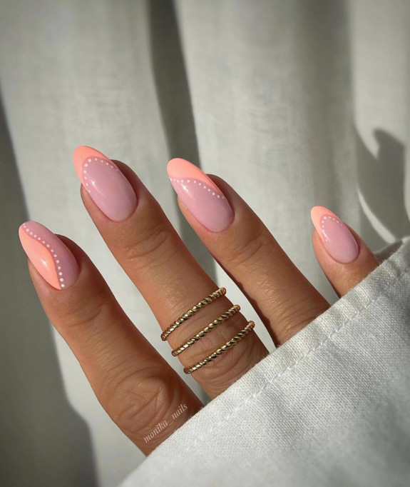 30 Cute Peach Nail Ideas — Abstract Peach Nails