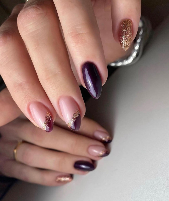 33 Best September Nails — Plum and Glitter Nails