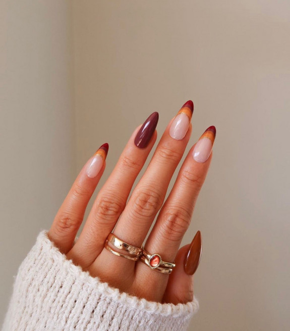 45 Gorgeous Burgundy Nails — Ombre French Tip Burdudy Nails