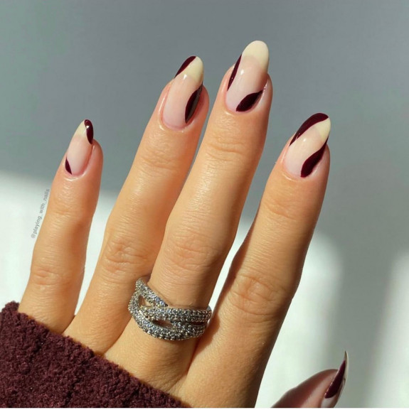 45 Gorgeous Burgundy Nails — Abstract Burgundy Nails