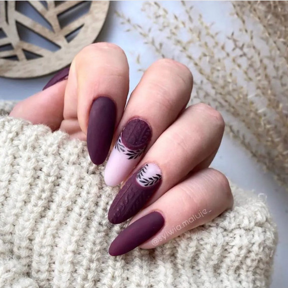 45 Gorgeous Burgundy Nails — Burgundy Sweater Nails