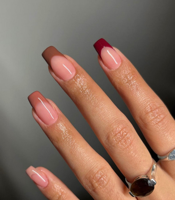 33 Best Fall Nail Colors — Gradient Earthy French Tip Nails