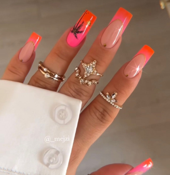 31 Cute September Nail Ideas — Palm Tree + Ombre + French Tip Nails