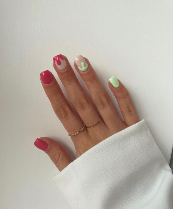 31 Cute September Nail Ideas — Dripped Tip & Cuff Nails