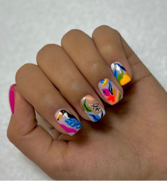 43 Late Summer Nails — Tropical Vibe Nails