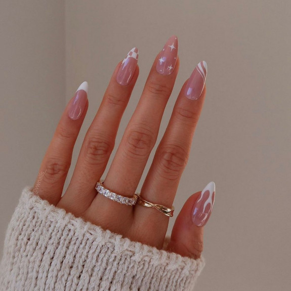 31 Cute September Nail Ideas — White Almond Nails Art