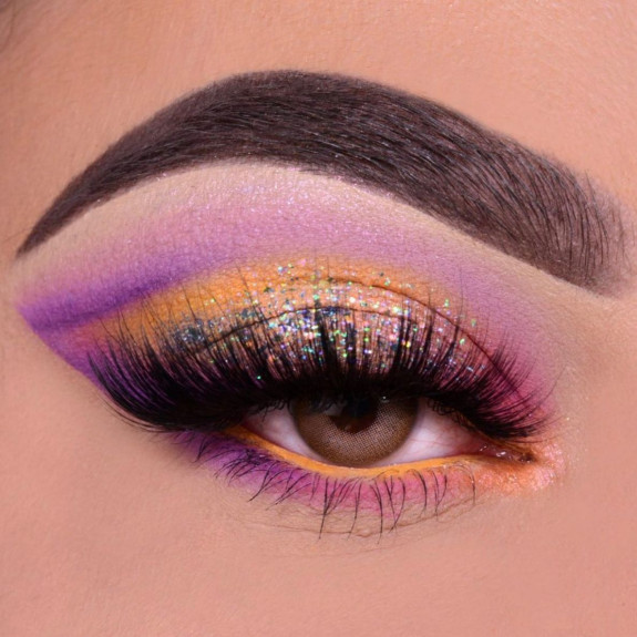 35 Eyeshadow Makeup Looks — Peach and Purple Makeup