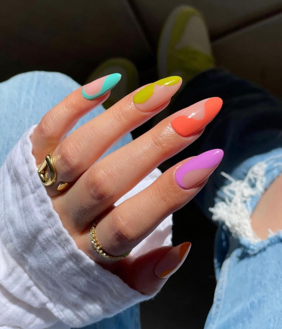 43 Late Summer Nails — Different Color Abstract Nails