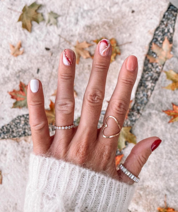 77 Trendiest Fall Nails To Compliment Your Fall Outfits — Abstract Fall Nails Art