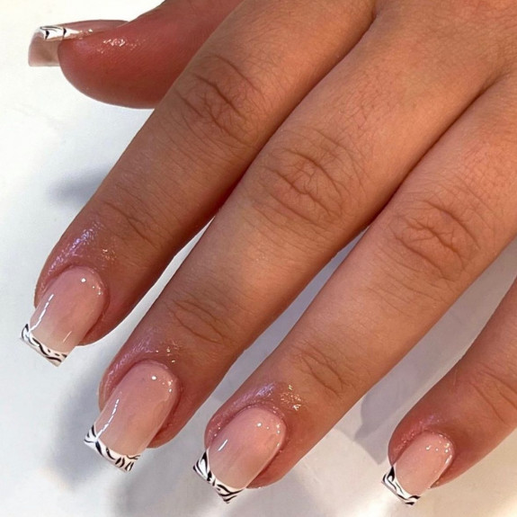 50 Cute French Tip Nails To Try in 2022 — Zebra Print French Nails