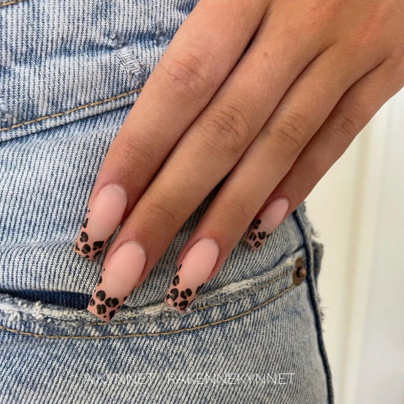 50 Cute French Tip Nails To Try in 2022 — Leopard French Tip Nails