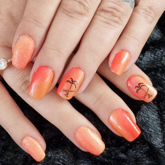 43 Late Summer Nails — Orange Tropical Nails