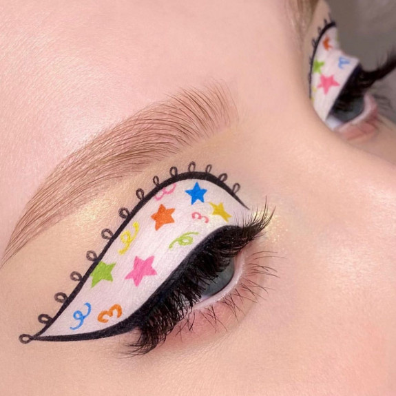 35 Eyeshadow Makeup Looks — Colorful Star Eye Makeup