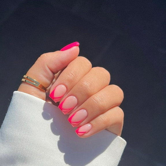 50 Cute French Tip Nails To Try in 2022 — Pink Two-Toned French Tip Nails