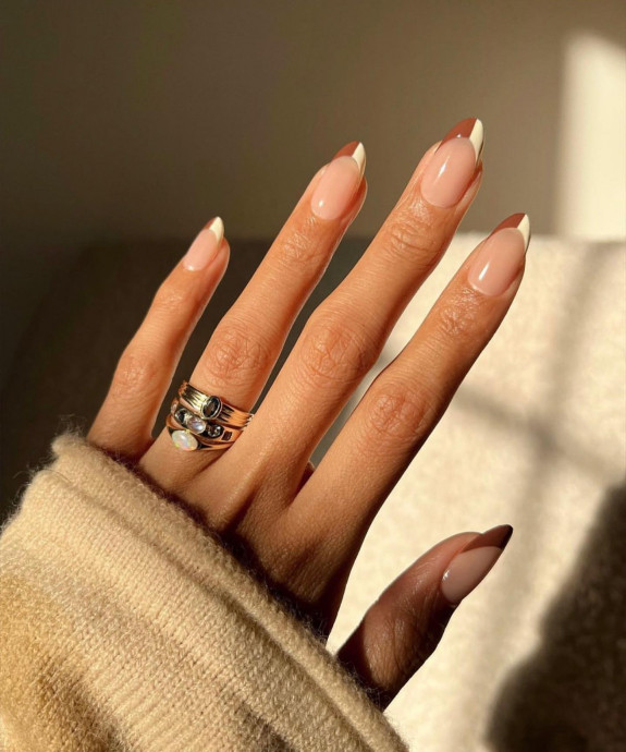 50 Cute French Tip Nails To Try in 2022 — Brown and White French Tip Nails