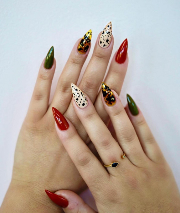 77 Trendiest Fall Nails To Compliment Your Fall Outfits — Different Design Nails each Nail