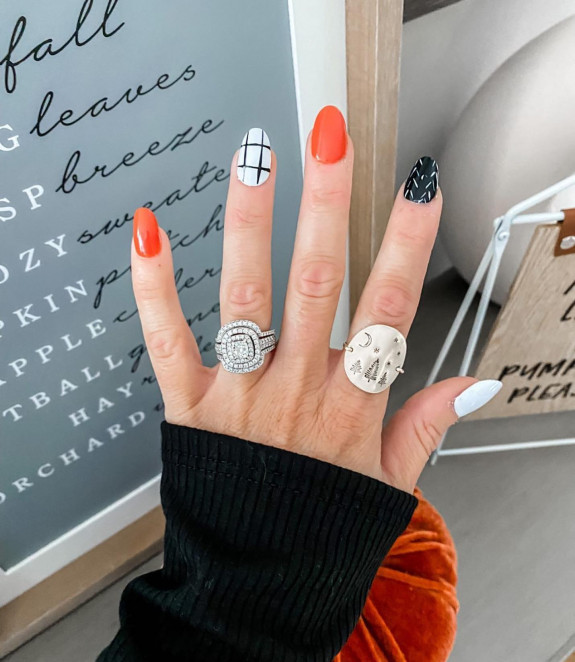 77 Trendiest Fall Nails To Compliment Your Fall Outfits — Pumpkin and Black Nails