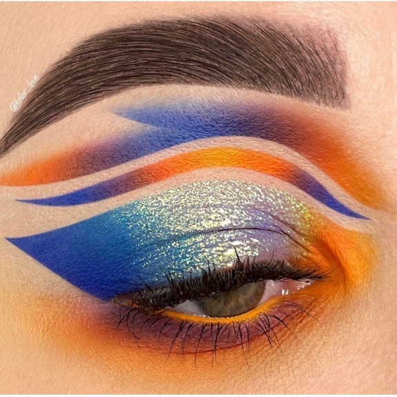 35 Eyeshadow Makeup Looks — Blue and Rust Makeup