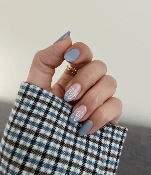 77 Trendiest Fall Nails To Compliment Your Fall Outfits — Dusty Blue