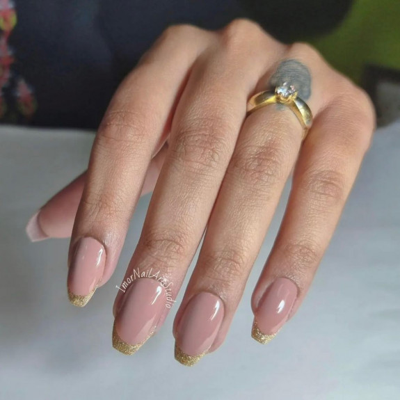 50 Cute French Tip Nails To Try in 2022 — Glitter French Tip Nude Nails