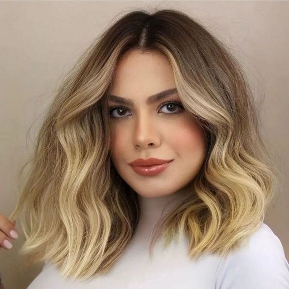 45 Flattering Long Bob Haircuts — Ombre Blonde Lob Haircut with Waves