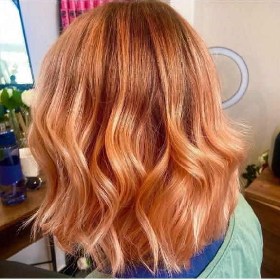 29 Orange Hair Color Ideas — Orange Peach Ribbon Lob