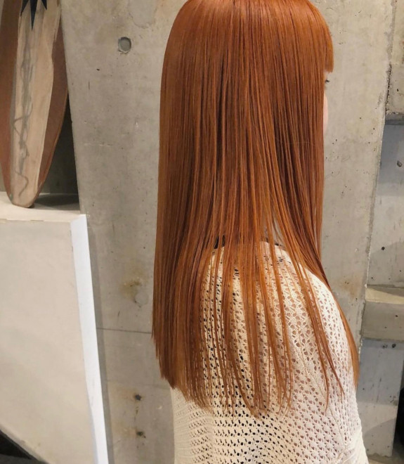 29 Orange Hair Color Ideas — Ginger Straight Haircut with Fringe