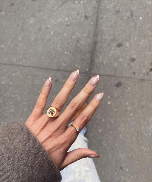 40 Nail Designs For Fall 2022 — Half Brown Half White French Tip Nails